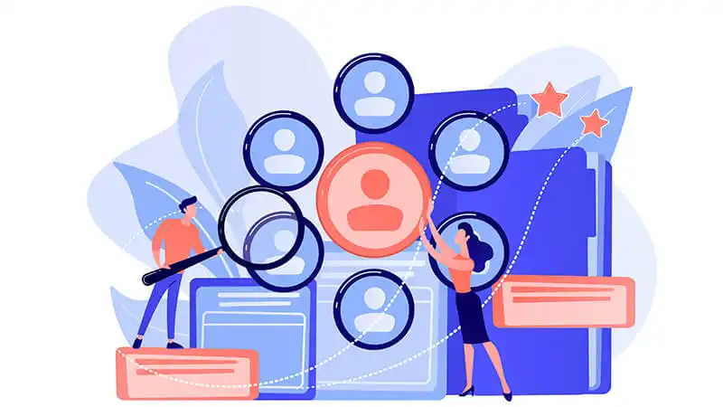 Como aumentar as vendas Imagem de uma mão segurando uma lupa e um homem no centro