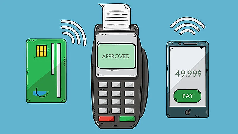 Ilustração com várias formas de pagamento
