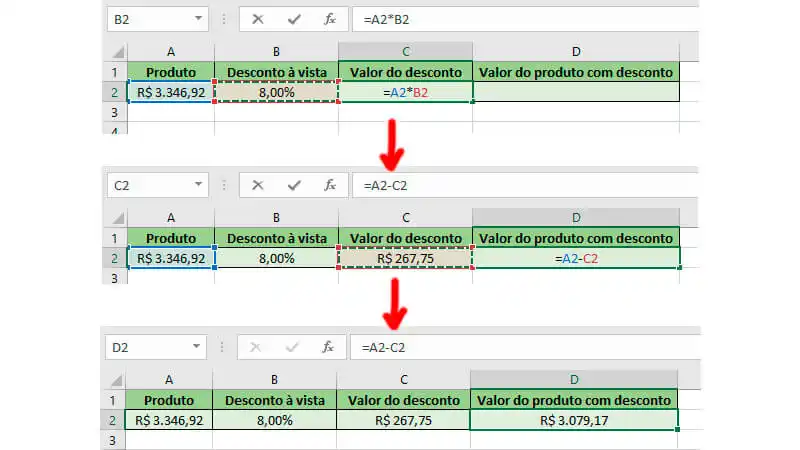 Passo a passo de como calcular desconto em porcentagem no Excel