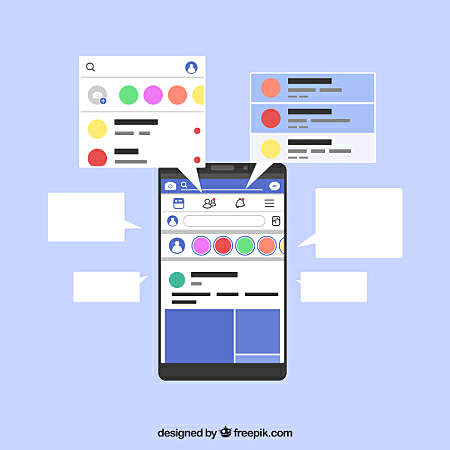 imagem do facebook e vários chats abertos