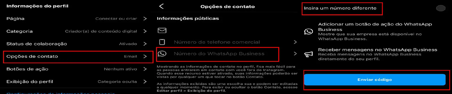 como colocar link no instagram captura de tela do instagram