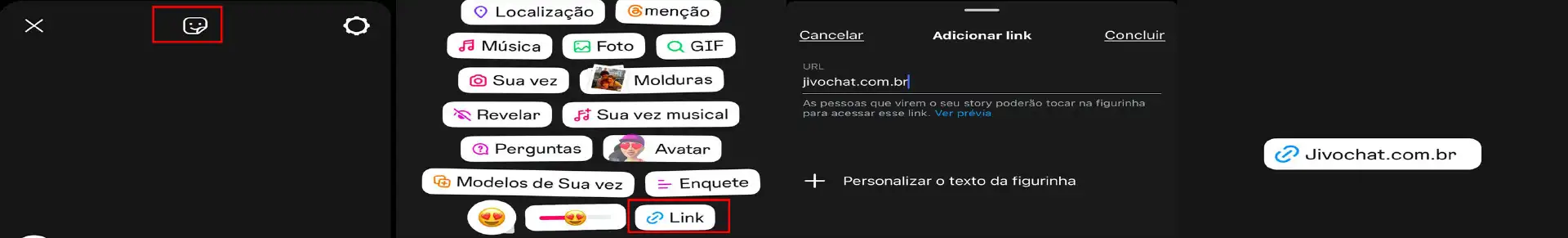 como colocar link no instagram captura de tela do instagram
