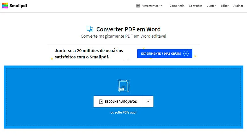 Captura de tela do SmallPDF