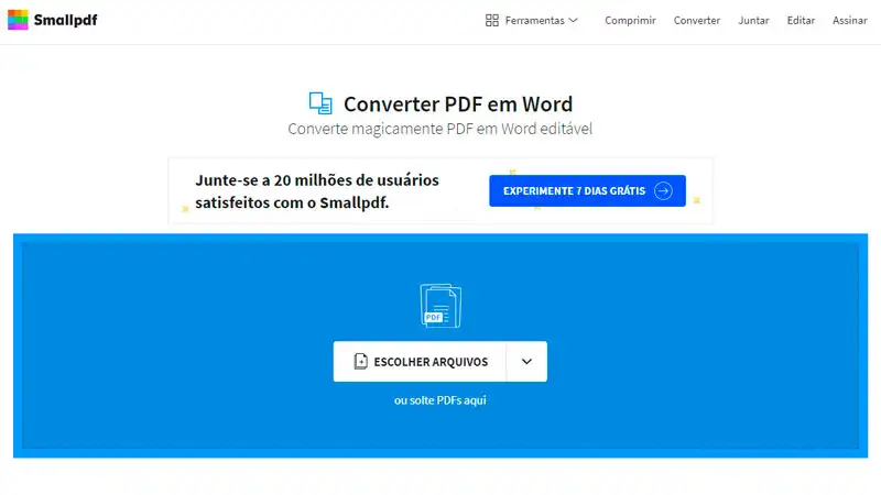 Captura de tela do SmallPDF