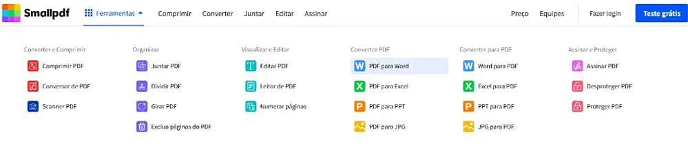 Aprenda a utilizar o smallpdf para converter arquivos.