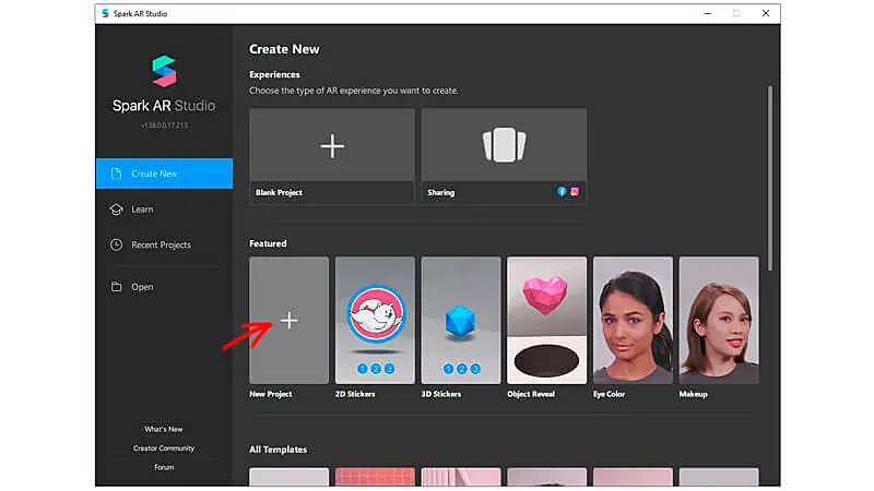 Segundo passo de como criar um efeito no Instagram
