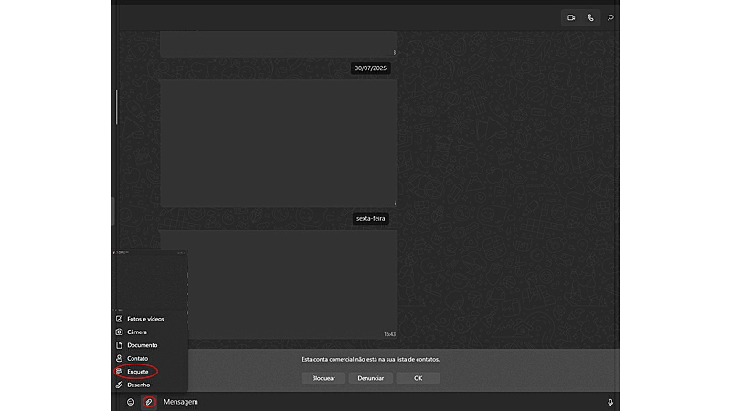 Tutorial que mostra como criar uma enquete no WhatsApp Web