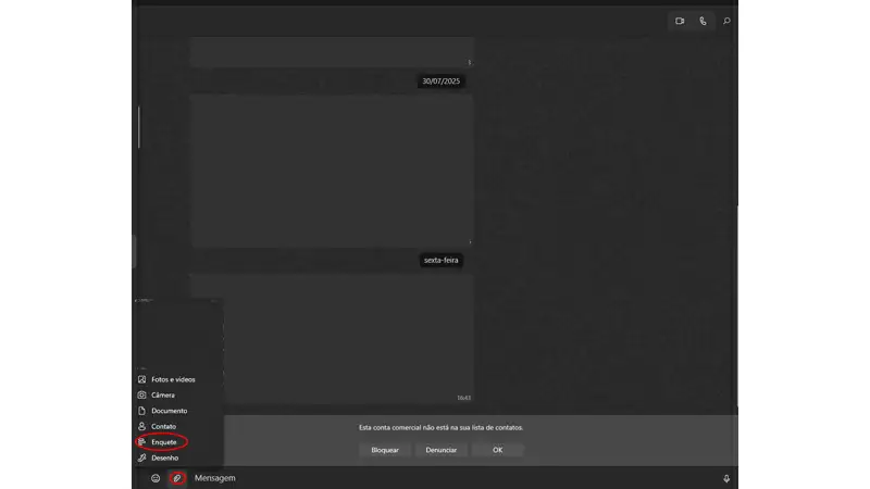 Tutorial que mostra como criar uma enquete no WhatsApp Web