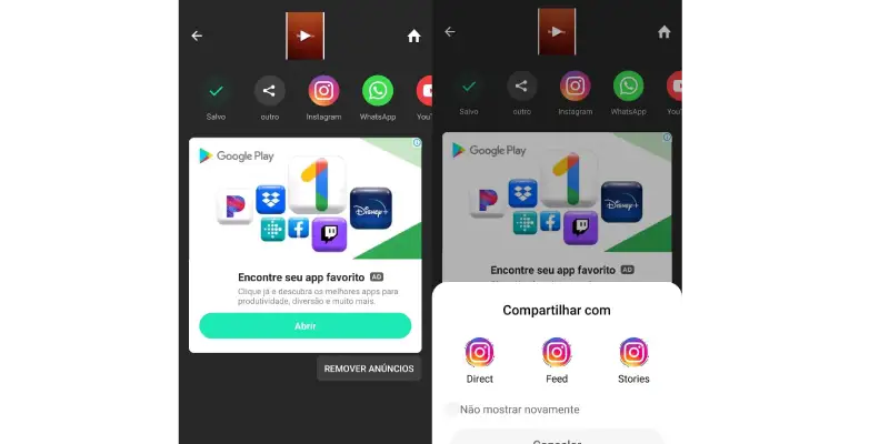 Printscreen do Inshot para fazer vídeos com efeito de gif