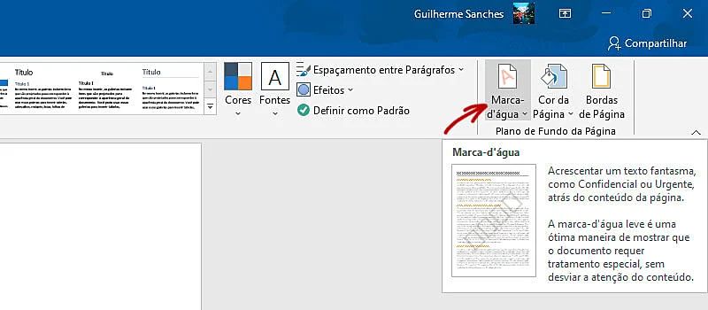 Passo a passo de como adicionar marca d'água no Word, parte 2