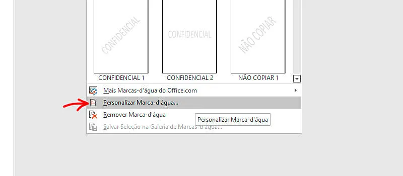 Passo a passo de como adicionar marca d'água no Word, parte 3