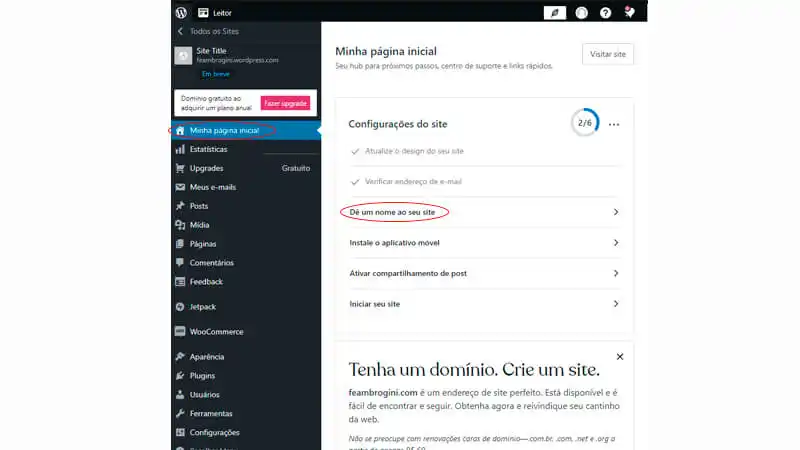 imagem que mostrando o passo a passo de como mudar o nome do seu blog no WordPress