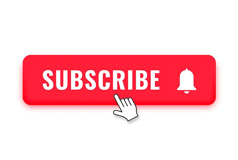 mão apertando o botão de inscrever-se no YouTube