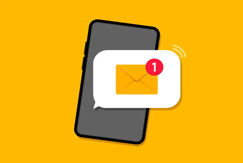 Ilustração de um celular com email