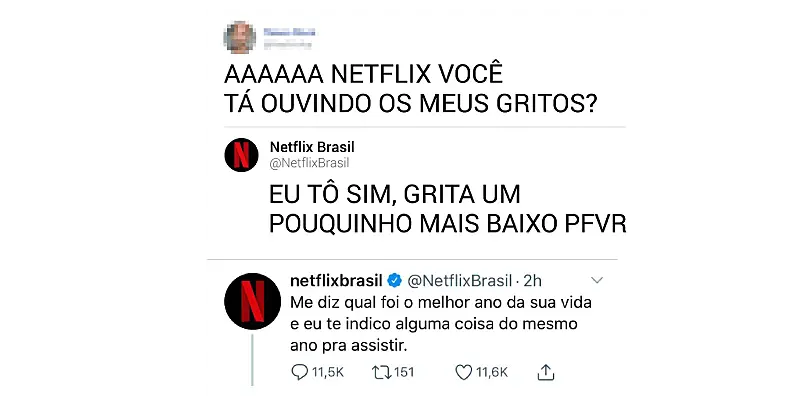 Printsscreen de como a netflix se comunica com o seu público no twitter