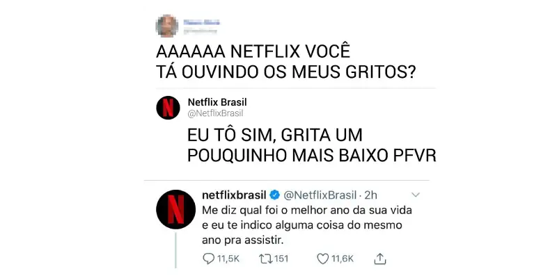 Printsscreen de como a netflix se comunica com o seu público no twitter