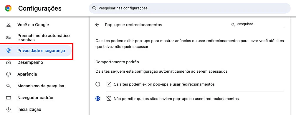 Captura de tela do Google Chrome