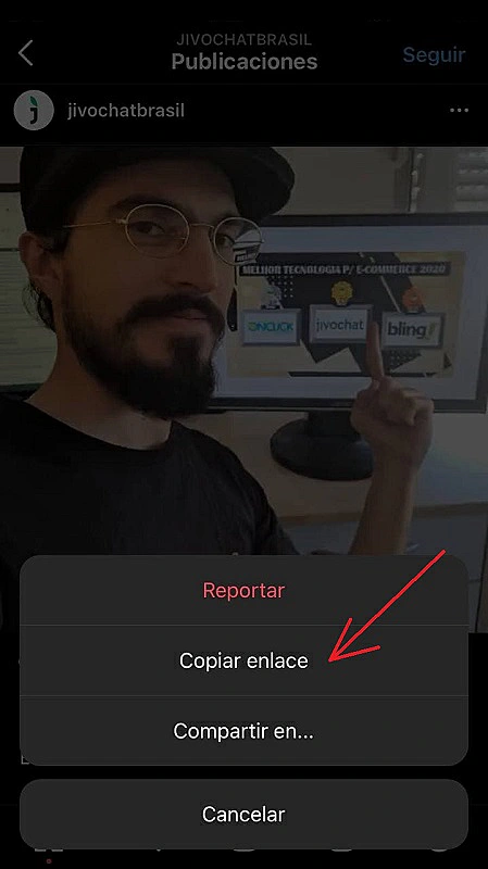 Copiar el enlace de publicaciones de Instagram