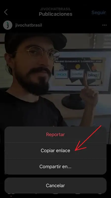 Copiar el enlace de publicaciones de Instagram