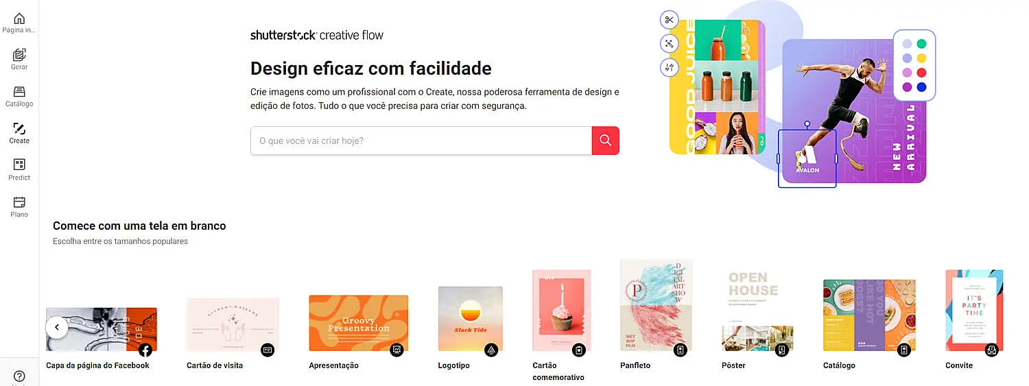 Interface do shutterstock creative flow