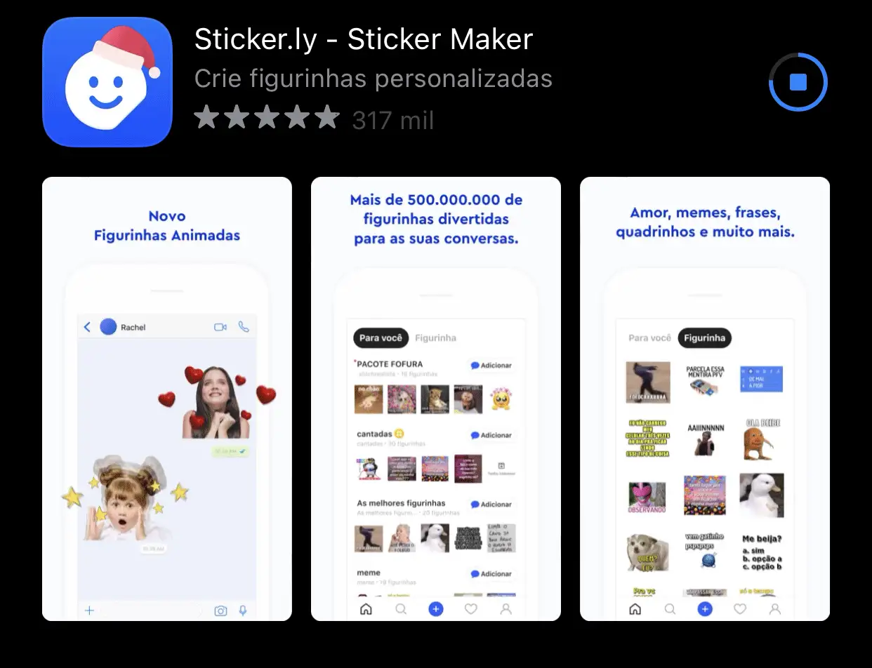 Tela do Sticker.ly na loja de aplicativos da Apple