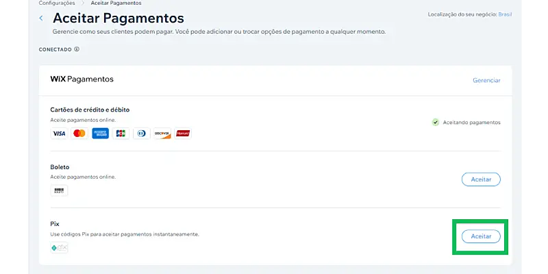 Como fazer o pix na sua loja virtual utilizando o Wix pagamentos