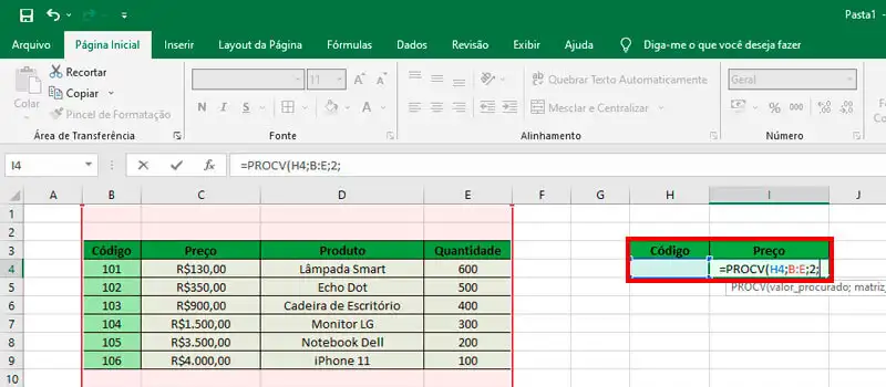 Captura de tela do passo 4 na ferramenta Excel