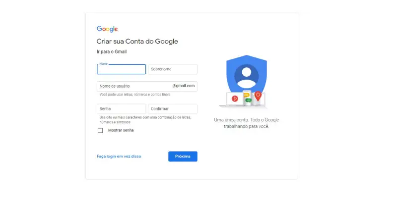 Printscreen de como fazer um email do Gmail