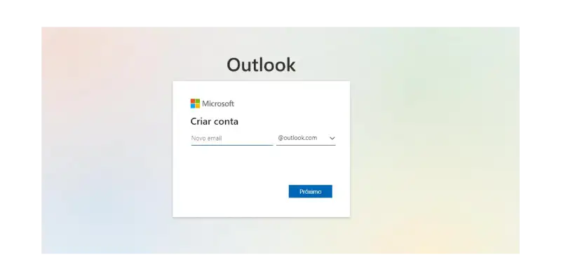 Printscreen de como fazer um email outook hotmail
