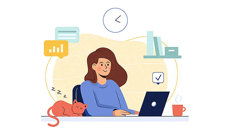 ilustração de uma freelancer trabalhando de casa