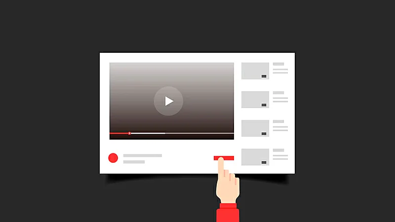 Uma arte com um notebook com o YouTube aberto na tela
