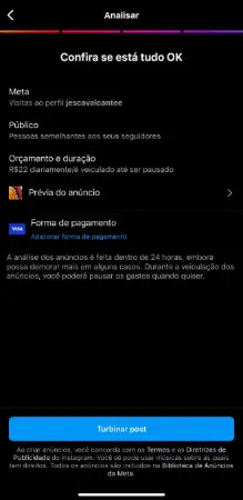 Captura de tela do Instagram