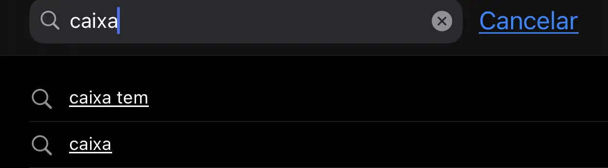 Imagem tirada da tela do iPhone com a barra de pesquisa da loja de aplicativos