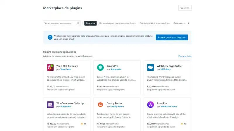 Como instalar plugins no WordPress captura de tela mostrando como encontrar plugins do WordPress
