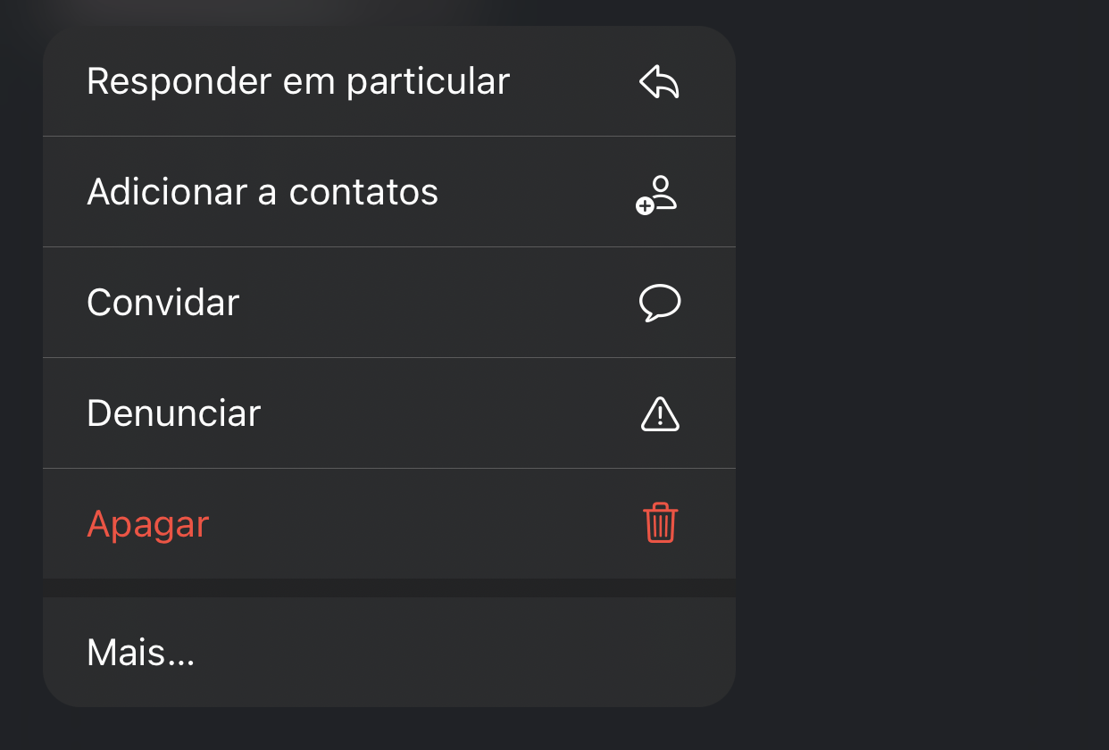 Recorte de um grupo de WhatsApp com opções de mensagem