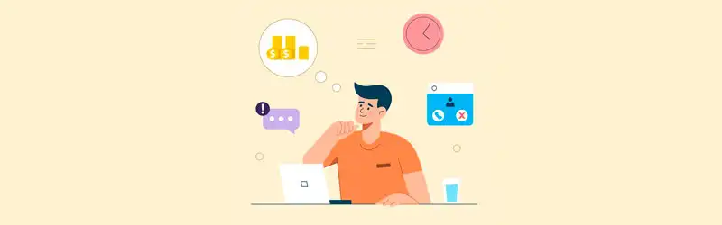 Pensativo Empreendedor pensando nos temas do seu curso online