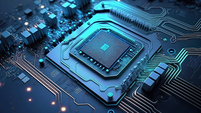 imagem de uma placa mãe em 3D