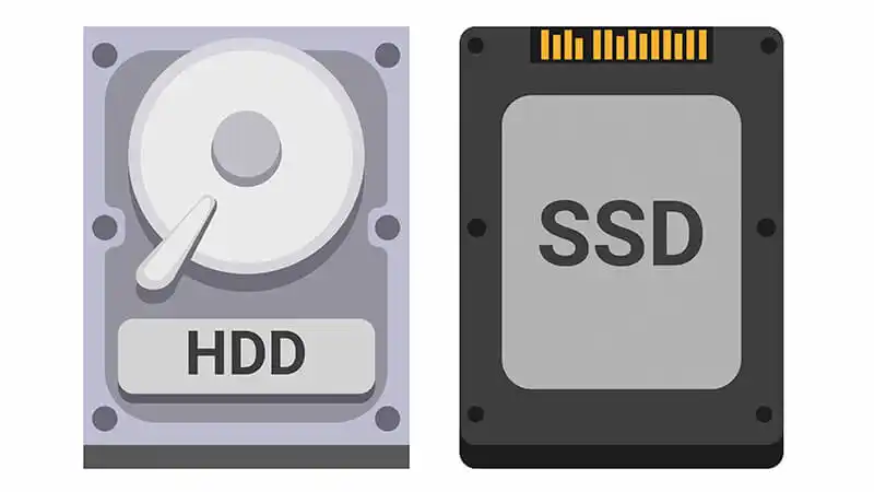 Como Montar um PC Gamer imagem de um desenho que mostra um HD contra um SSD