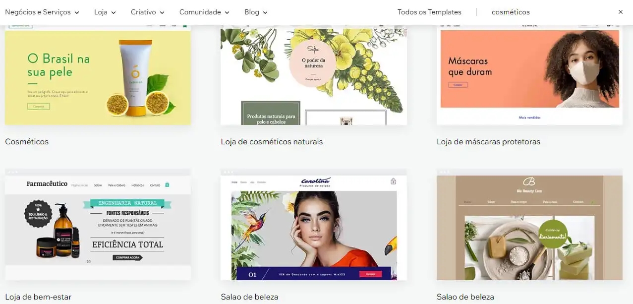 Templates da Wix