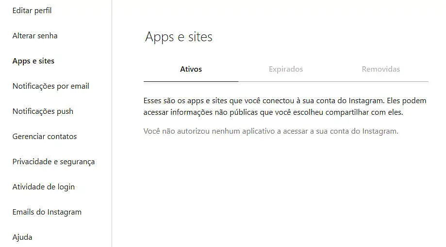 Tela do Instagram Web
