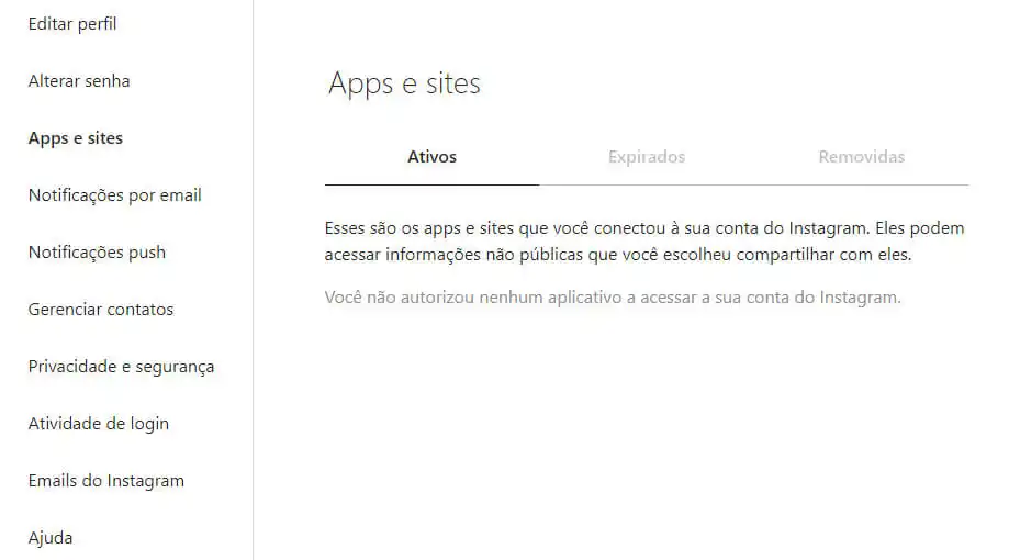 Tela do Instagram Web