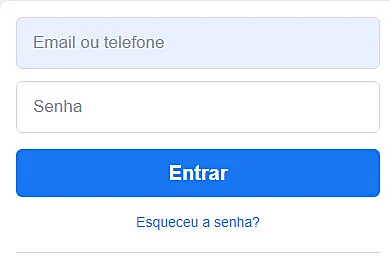 Captura da tela de login do Facebook
