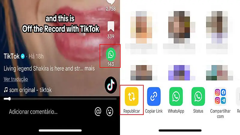 Captura de tela do App TikTok