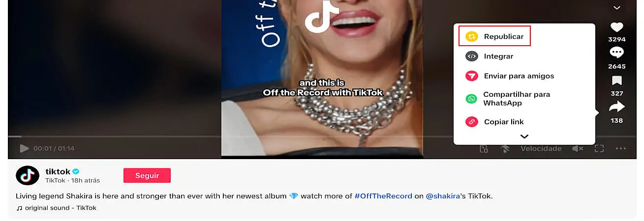 Captura de tela do site do TikTok