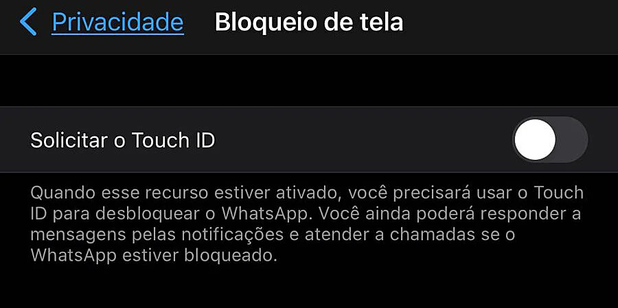 Captura de tela da area de Bloqueio de tela