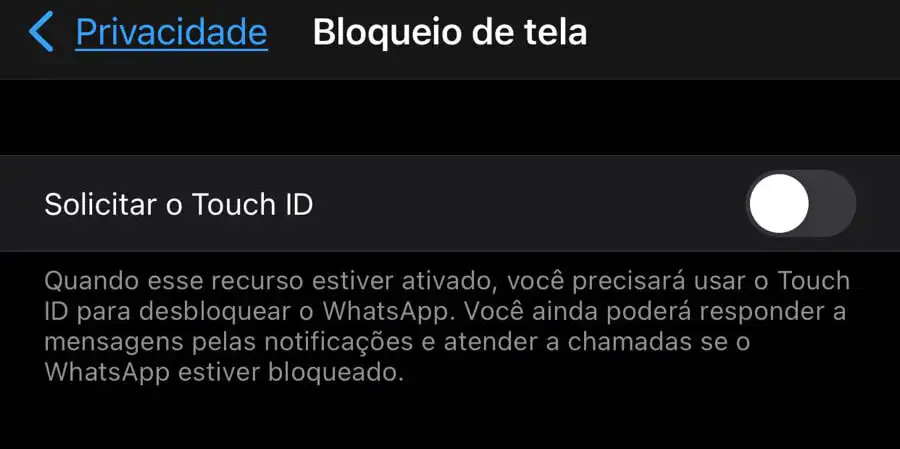 Captura de tela da area de Bloqueio de tela
