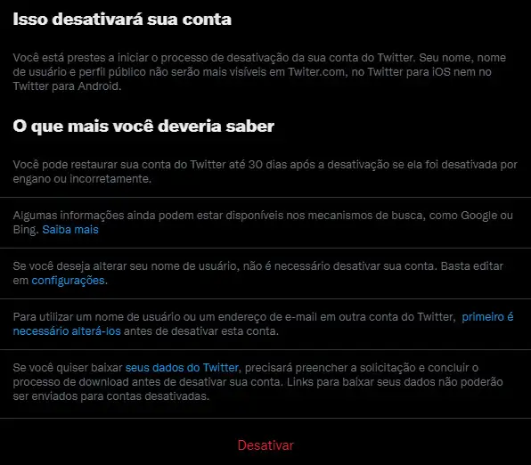 Como sair do Twitter Captura de tela do Twitter