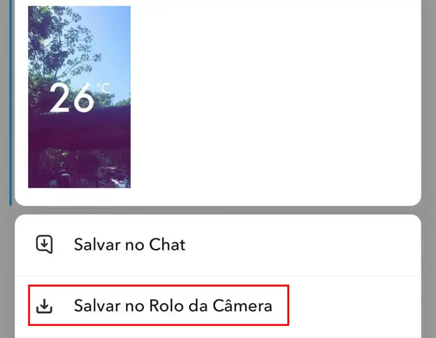 Como salvar foto do Snapchat Captura de tela do Snapchat