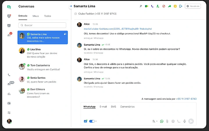 Captura de tela do JivoChat