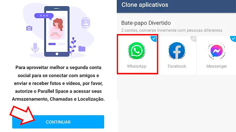 Imagem mostrando o aplicativo Parallel Space para você ter dois WhatsApp